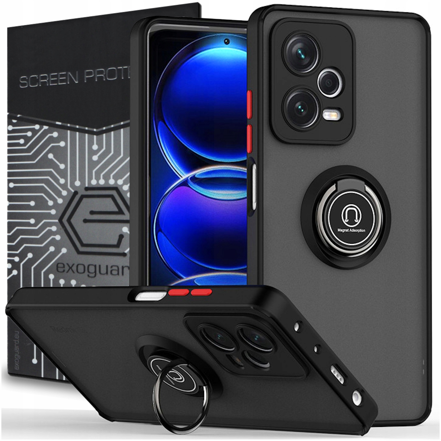 Zadná časť Exoguard pre XIAOMI REDMI NOTE 12 PRO PLUS 5G O-RING PUZDRO čierne